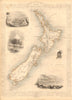 NEW ZEALAND. Shows NZ Company settlements in 1851. TALLIS & RAPKIN 1851 map