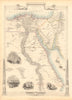 EGYPT/ARABIA PETRAEA. Cairo/Alexandria views.Nile valley. RAPKIN/TALLIS 1851 map
