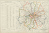 LONDON METROPOLITAN POLICE DIVISIONS & RAILWAYS. Police stations. BACON 1934 map