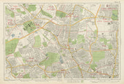 N LONDON Hornsey Edmonton Muswell Hill Southgate Tottenham. BACON 1934 old map