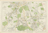 NW LONDON Wembley Harrow on the Hill Kenton Northolt Sudbury. BACON 1934 map