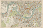 LONDON Chiswick Barnes Fulham Chelsea Putney Wandsworth Clapham. BACON  1919 map