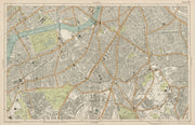 S LONDON Clapham Brixton Lambeth Battersea Chelsea Camberwell. BACON  1919 map