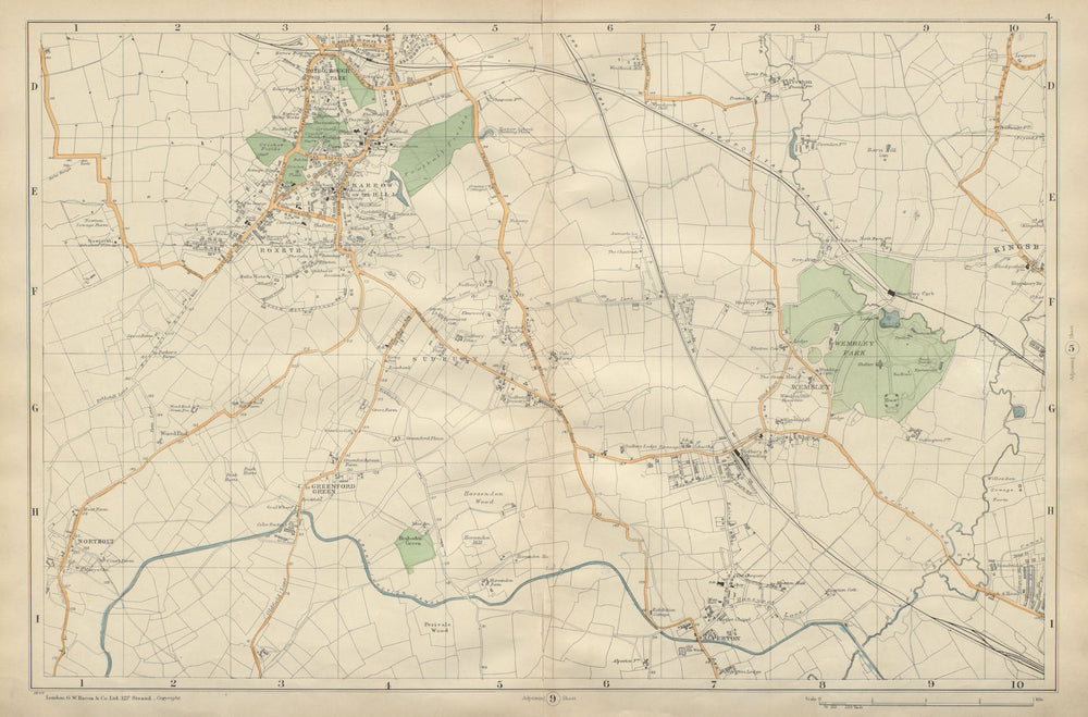 HARROW WEMBLEY BRENT Sudbury Greenford Northolt Kenton Alperton BACON 1900 map