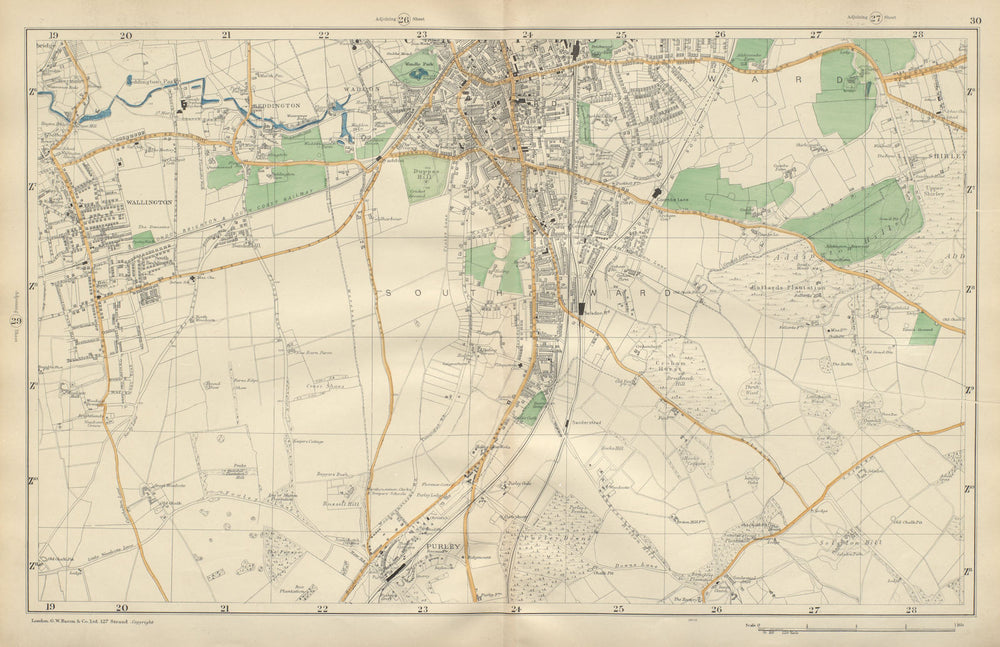 SOUTH CROYDON Carshalton Wallington Waddon Beddington Purley BACON 1900 map