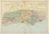 SUSSEX. County map. Parliamentary constituencies divisions. Railways. BACON 1900