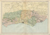 SUSSEX. County map. Parliamentary constituencies divisions. Railways. BACON 1900