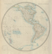 WESTERN HEMISPHERE. The Americas; Pacific Ocean; New Zealand. SDUK 1874 map