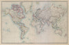 WORLD ON MERCATOR'S PROJECTION on 2 sheets conjoined. SDUK 1874 old map