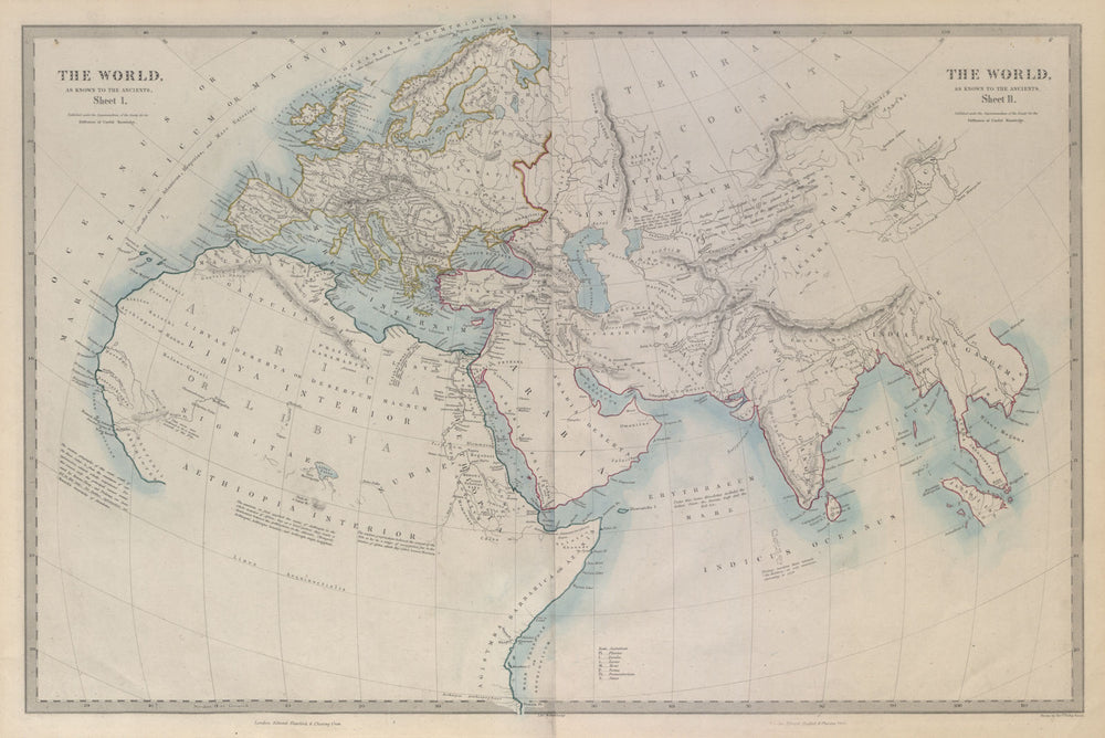 WORLD KNOWN TO ANCIENTS. Herodotus Ptolemy Pliny Hanno. SDUK 1874 old map