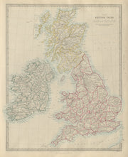 BRITISH ISLES. United Kingdom & Ireland. Counties towns rivers. SDUK 1874 map