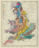 ENGLAND & WALES Geological Map. Original hand colour. Depositary rocks SDUK 1874