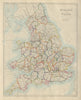 ENGLAND AND WALES. Canals, rivers, railways & counties. SDUK 1874 old map