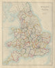 ENGLAND AND WALES. Canals, rivers, railways & counties. SDUK 1874 old map