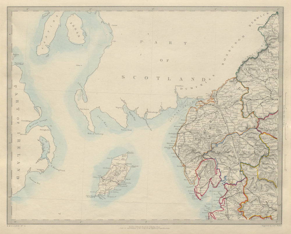 NORTH WEST ENGLAND. Lake District Isle of Man Cumbria Westmorland. SDUK 1874 map