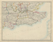 SOUTH EAST ENGLAND. London & Home counties. Railways. South coast. SDUK 1874 map