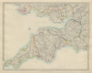 ENGLAND SOUTH WEST & S WALES. Cornwall Devon Somerset Dorset. SDUK 1874 map