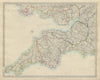 ENGLAND SOUTH WEST & S WALES. Cornwall Devon Somerset Dorset. SDUK 1874 map