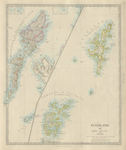 SCOTLAND ISLANDS. Western Isles. Orkneys, Shetlands and Hebrides.SDUK 1874 map