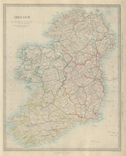 IRELAND showing roads and railways. SDUK 1874 old antique map plan chart