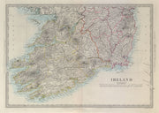 IRELAND South Sheet. Munster Leinster. Churches railways. SDUK 1874 old map