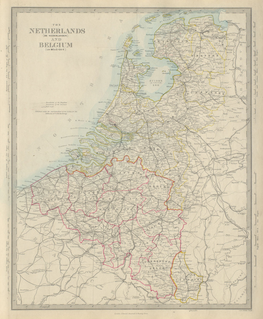 KINGDOM OF THE NETHERLANDS & BELGIUM. Provinces. Holland. SDUK 1874 old map