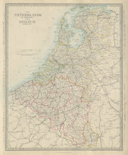 KINGDOM OF THE NETHERLANDS & BELGIUM. Provinces. Holland. SDUK 1874 old map