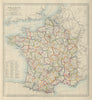 FRANCE IN DEPARTMENTS. Railways. w/o Alsace Lorraine. SDUK 1874 old map