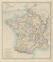FRANCE IN PROVINCES. Shows provinces <1790. Original hand colour.SDUK 1874 map