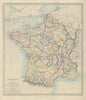 FRANCE IN PROVINCES. Shows provinces <1790. Original hand colour.SDUK 1874 map