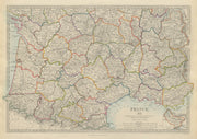 FRANCE SOUTH Aquitaine Pyrénées Provence Languedoc Rhône Auvergne.SDUK 1874 map