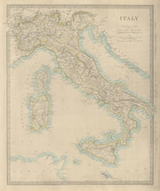 ITALY general map. Sicily Malta Sardinia Corsica. Excludes South Tyrol SDUK 1874