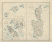 MEDITERRANEAN Corsica Sardinia Balearics Baleares Valletta Malta SDUK 1874 map