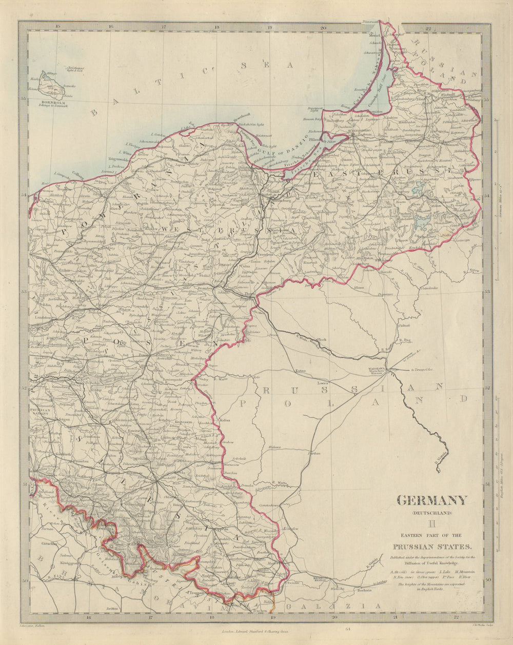 GERMANY DEUTSCHLAND Eastern Prussian States Silesia Pomerania. SDUK 1874 map