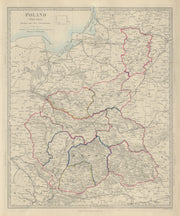 POLAND POLSKA Governments. Warsaw Radom Plock Lomza Lublin. SDUK 1874 old map
