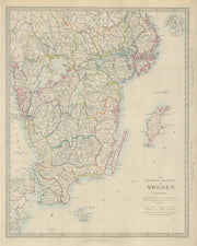 SOUTHERN & CENTRAL SWEDEN. Sverige. Götaland & Svealand. SDUK 1874 old map