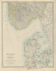 SCANDINAVIA. Denmark, Schleswig & Southern Norway (Norge). SDUK 1874 old map