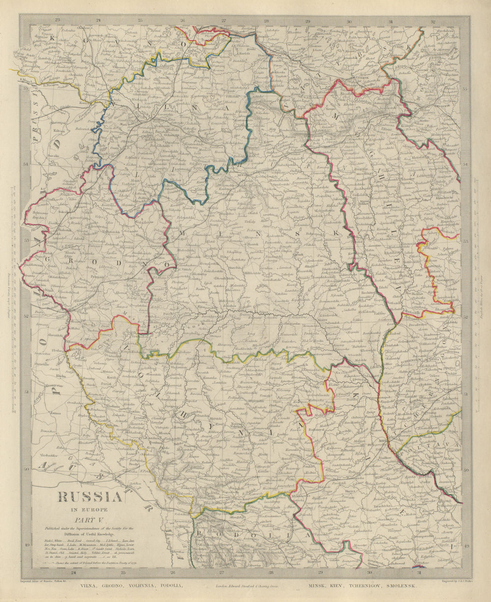 EASTERN EUROPE Vilnius Belarus Lithuania Grodno Podolia Minsk Kiev SDUK 1874 map