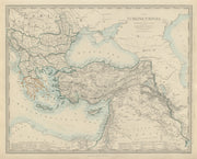 TURKISIH/OTTOMAN EMPIRE in Europe & Asia. Kingdom of Greece. SDUK 1874 old map