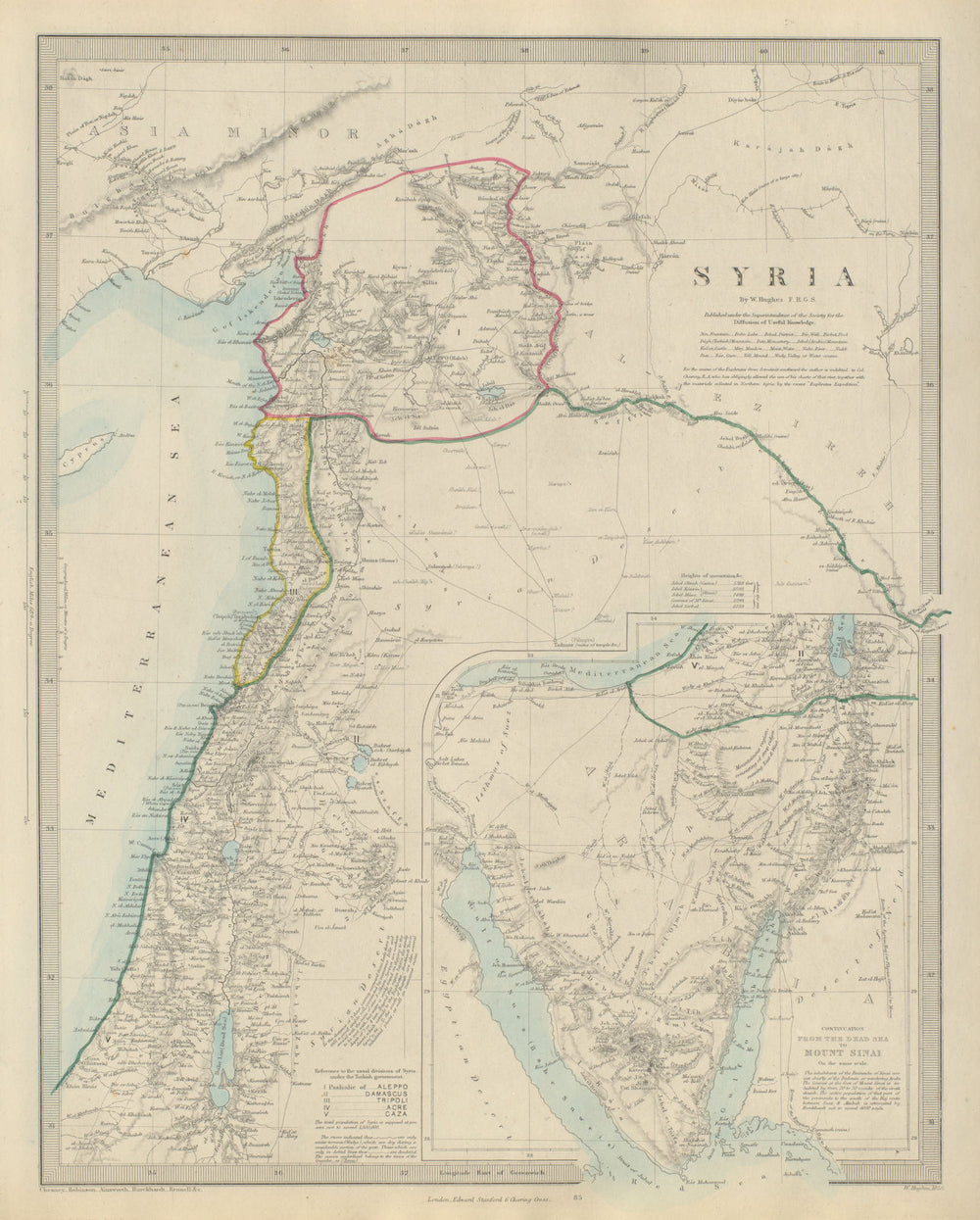 LEVANT. Syria Lebanon Palestine Israel Sinai Egypt. SDUK 1874 old antique map