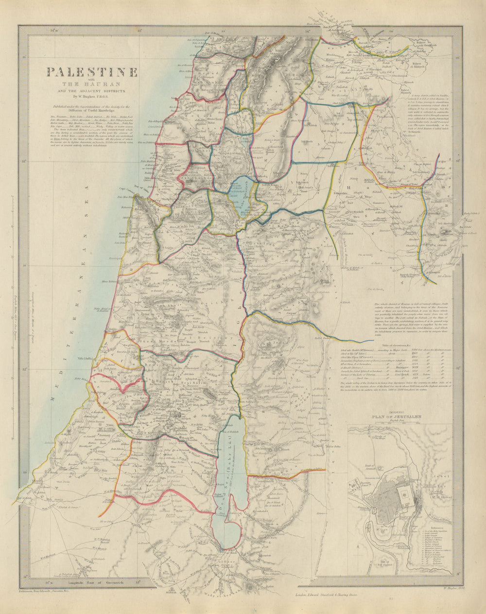 PALESTINE & the Hauran. Israel Jordan Syria Lebanon Jerusalem plan SDUK 1874 map