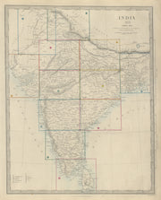 BRITISH INDIA index map. Lists French & Portuguese possessions. SDUK 1874