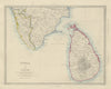 SOUTH INDIA & CEYLON. Sri Lanka. Carnatic Travancore Kochi. SDUK 1874 old map