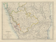 INDIA SOUTH Mysore & Carnatic/Karnataka.Coorg Canara Malabar. SDUK 1874 map