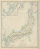 JAPAN. Alcock's route 1861. Inset Nagasaki Harbour. Nippon. SDUK 1874 old map