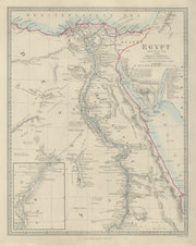 EGYPT. Nile valley. Red Sea. Original outline colour. SDUK 1874 old map