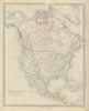NORTH AMERICA Haida Gwaii shown as US. Maine/NB border differs. SDUK 1874 map