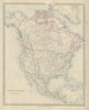 NORTH AMERICA Haida Gwaii shown as US. Maine/NB border differs. SDUK 1874 map