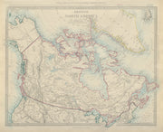BRITISH NORTH AMERICA Northwest passage explorers' routes Franklin SDUK 1874 map