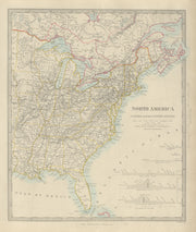 NORTH AMERICA EAST Canada & USA. Canal profiles. Railways. SDUK 1874 old map